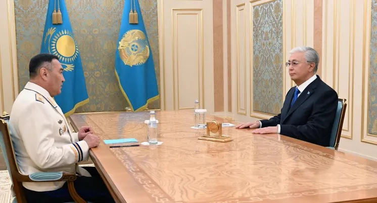 председатель КНБ Ермек Сагимбаев на приёме у президента Касым-Жомарта Токаева, фото Акорды